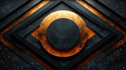 Abstract dark bronze and black geometric background with a central circle.