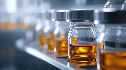 Scientific research action analyzing liquid samples in laboratory environment with close-up view for quality control and innovation