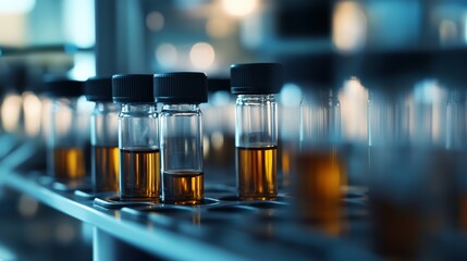 Laboratory experiment on chemical analysis research facility photograph scientific environment close-up view chemistry concepts for discovery