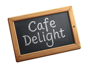 Obraz premium Floating Cafe Signboard with Chalk Style Text on White Background