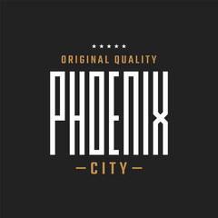 Phoenix City Typography Design on Black Background