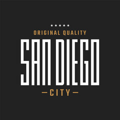 San Diego City Typography Design on Black Background