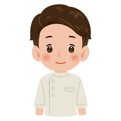 白色のケーシーを着た男性　上半身イラスト／Man wearing a white medical tunic　upper body illustration