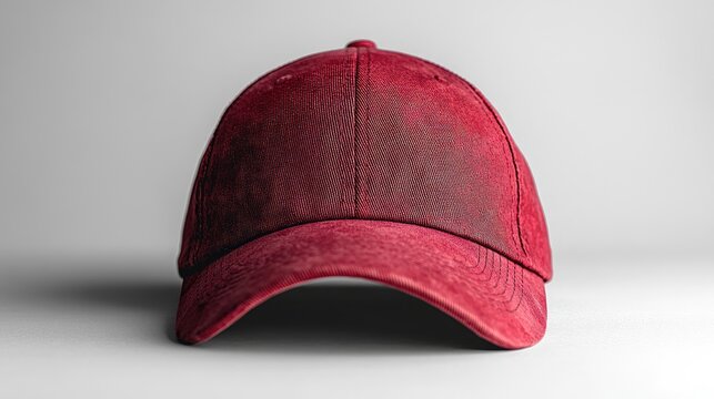 A maroon baseball cap sits centered against a plain white background. - Powered by Adobe