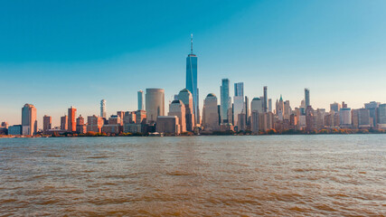 New York cityscape. One World Trade Center. WTC memorial. New York buildings. New York Trade Center.