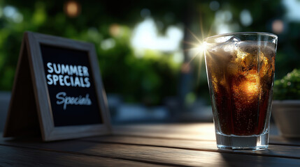 Enjoying summer specials with a refreshing drink outdoors