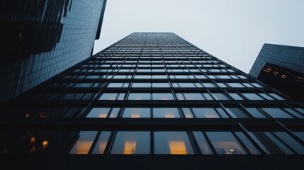 Dynamic urban skyline office building perspective modern architecture city center low angle view urban development concept for seo impact