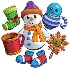 3d clay style vector illustration snowman christmas holiday elements scalable eps isolated on white background