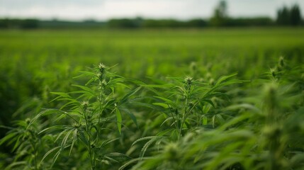 Cultivating hemp a sustainable crop for future generations agricultural fields photography green environment close-up view eco-friendly practices