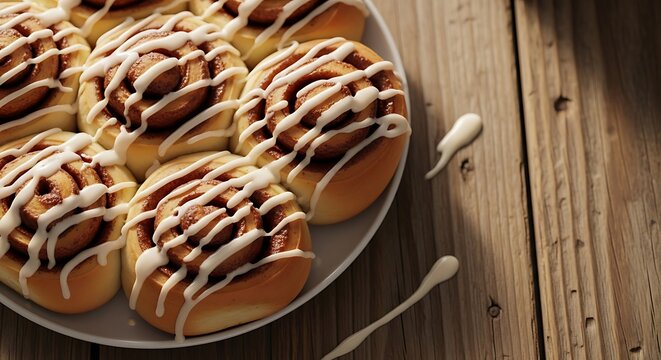 Delicious Cinnamon Rolls on a Plate.