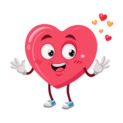 Cartoon heart characters. Mascot hearts constructor, sticker with hand and leg, organ with emotion face, valentine love emotions. Poses and expressions character. Vector ... See More