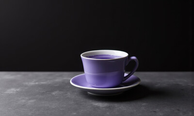 Obraz premium A Moment of Quiet Mystery: A Royal Purple Teacup with a Blue Cocktail