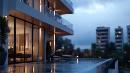 Exploring luxury living in a modern residential building urban setting real estate photography evening atmosphere close-up perspective ultimate comfort concept