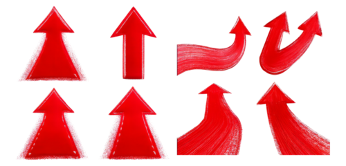 Collection of Red Arrows for Directions and Navigation Concepts, Isolated on Transparent, white background