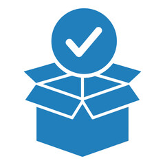 Icon vector art of open cardboard box with a checkmark inside