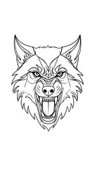 Obraz premium Wolf head, detailed line art