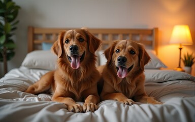 two best friends sitting on the bed and dreaming. close up photo. copy space, spare time. High quality