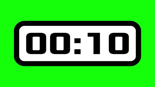 15 second countdown timer with digital clock display on green background suitable for for deadlines, helpful for time management concepts in presentations, websites, or social media   