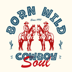  Vintage illustration of cowboy vector t shirt design vector graphic typographic poster or tshirts street wear and Urban style