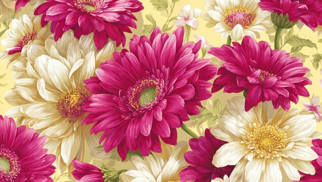 Close-up of vibrant gerbera daisies in shades of pink, white, and yellow