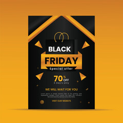 Black Friday sale Special Offer Flyer Or Poster Design Template Premium Vector with 70% Discount