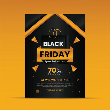 Black Friday sale Special Offer Flyer Or Poster Design Template Premium Vector with 70% Discount