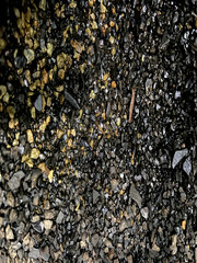 Textured Asphalt Surface with Gravel and Stone Fragments.