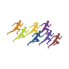 Group of Diverse Runners Competing in a Race.