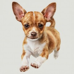 Obraz premium Tan and white Chihuahua puppy running forward canine