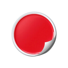 Peeling off blank label reveals vibrant red circle with curled edge, creating clean and modern sticker design suitable for various creative projects