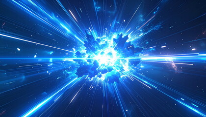 Dynamic Blue Energy Explosion Light Burst Abstract Background
