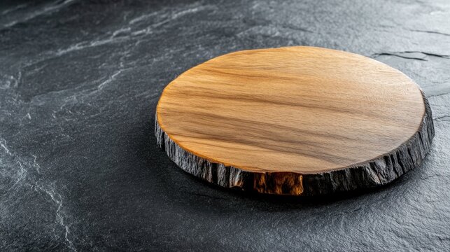 Beautiful cheese platter on black wood with empty space for inscription, minimalist rustic atmosphere