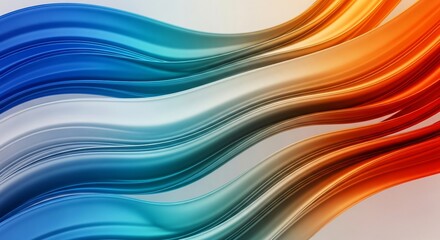 Fototapeta premium Vibrant flowing ribbons of blue, silver, and orange abstract motion