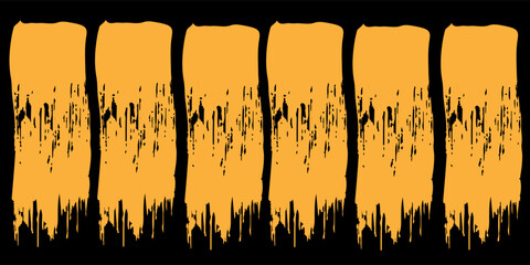 6 vertical pieces of orange adhesive tape isolated on a black background