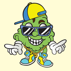Obraz premium Vector design of a cartoon doll costume image that is having a party and is very cute, which is full of meaning and very cool in color for images on t-shirts or posters.