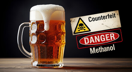 awareness of the risks of methanol in counterfeit beers on the market, methanol poisoning in counterfeit alcoholic beverages