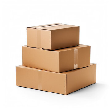 Three cardboard boxes stacked on top of each other.