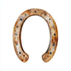 Old rusty horseshoe isolated on white background symbolizing luck farm tool metal object rural tradition vintage equipment agriculture