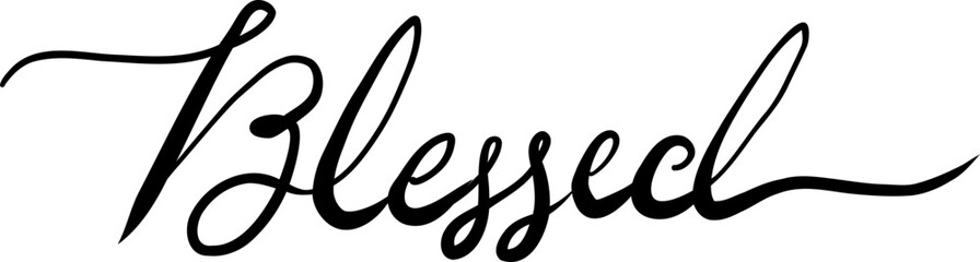 Blessed, Christian Calligraphy Vector Art In The Elegant Script Style