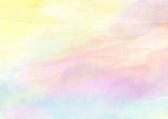 夕焼けの空のようなパステルカラーの水彩テクスチャの背景