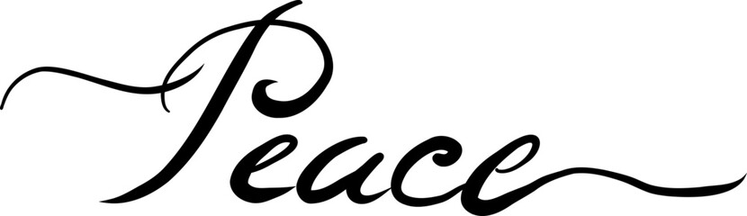 Peace, Christian Calligraphy Vector Art In The Elegant Script Style