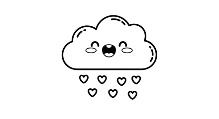 Obraz premium Whimsical cloud character raining hearts with a happy expression
