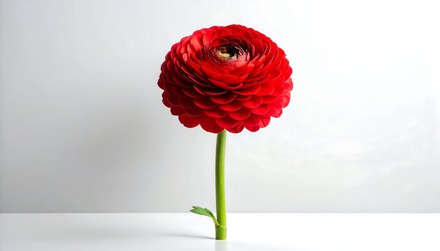 Red Ranunculus on White Background - Powered by Adobe