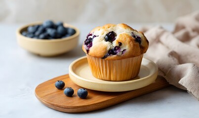 Air Fryer Greek Yoghurt Blueberry Bun recipe on a light yellow ceramic dish