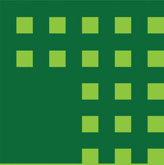 Abstract geometric pattern of light green squares on a dark green background with pixel art feel