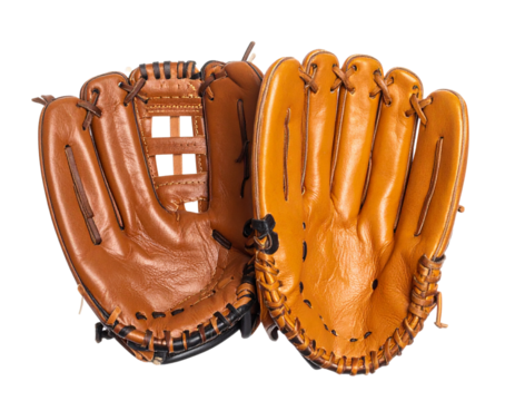 Modern Padded Batting Gloves and Vintage Leather Batting Gloves Collection, isolated on transparent background