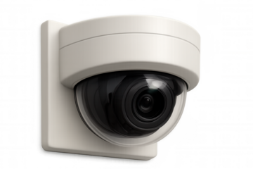 White dome security camera providing surveillance and protection, monitoring premises with advanced cctv technology