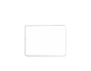 Clean white screen on a rectangular tablet, floating in black space