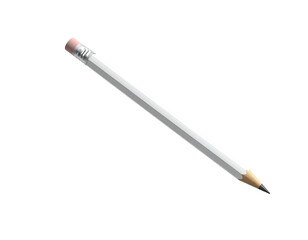 A white writing tool with a pink eraser and black tip, angled against black