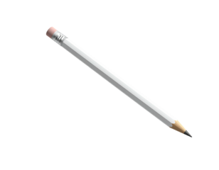 A white writing tool with a pink eraser and black tip, angled against black